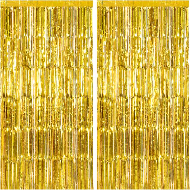 2 Pack Premium Foil Fringe Curtain Backdrop Tinsel Party Decoration -1x2m
