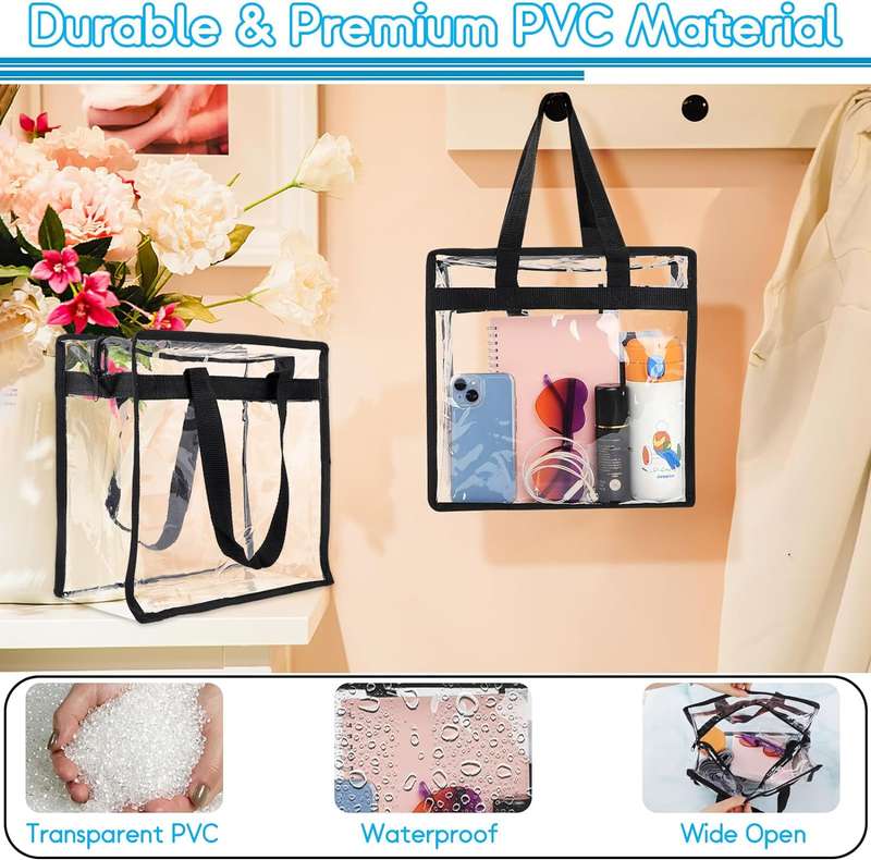 Clear Shoulder Tote Bag With Zipper Closure & Extra Adjustable Travel Strap