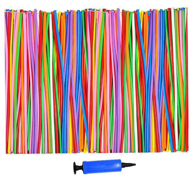 400 Pack 260Q Long Colored Balloons With Pump For Animal Arch Twisting Magic