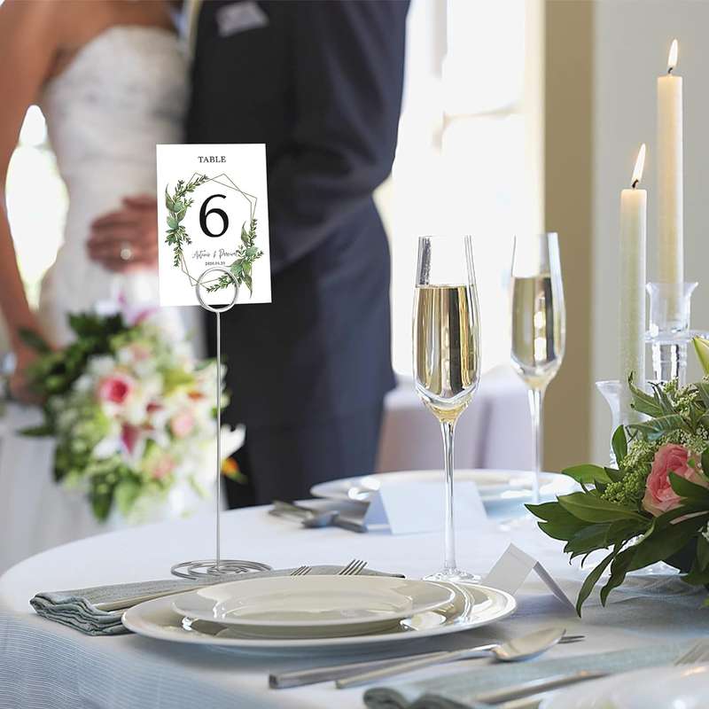 12 Pack Table Number Holders 22cm Tall Place Card Photo Menu Stand-Silver