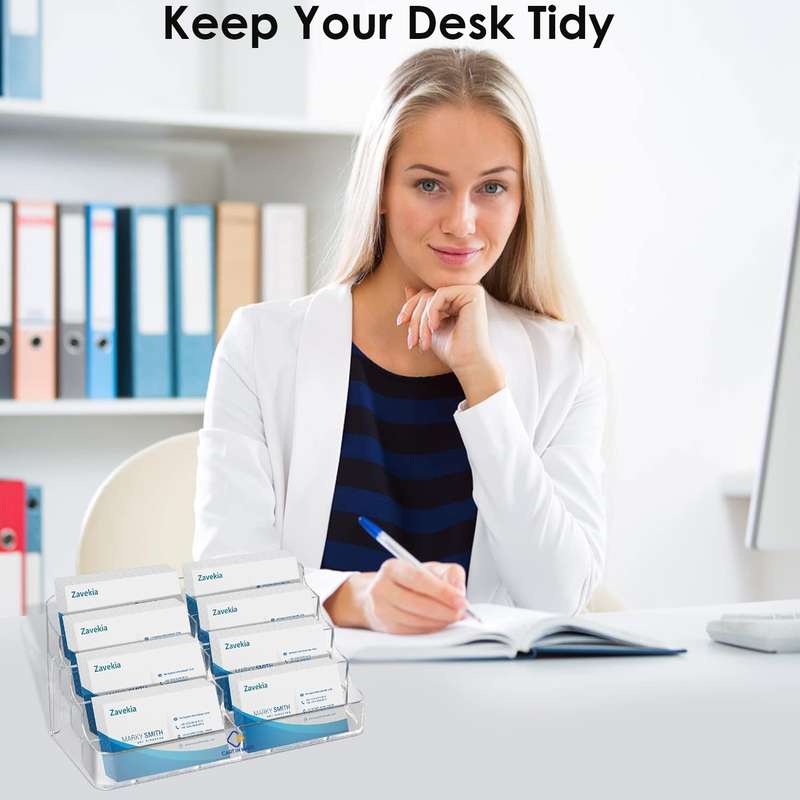 8 Pocket Clear Acrylic Business Card Holder For Desk Home Office Exhibition