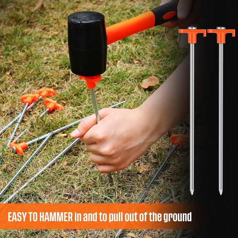 10 Pack Tent Stakes Heavy Duty Pegs 27cm For Camping Yard With 12m Ropes
