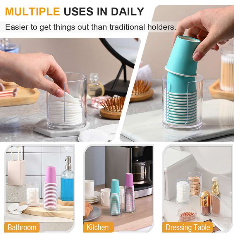 2 Pack Clear Acrylic Bathroom Cup Holder Mouthwash Paper Cups Dispenser