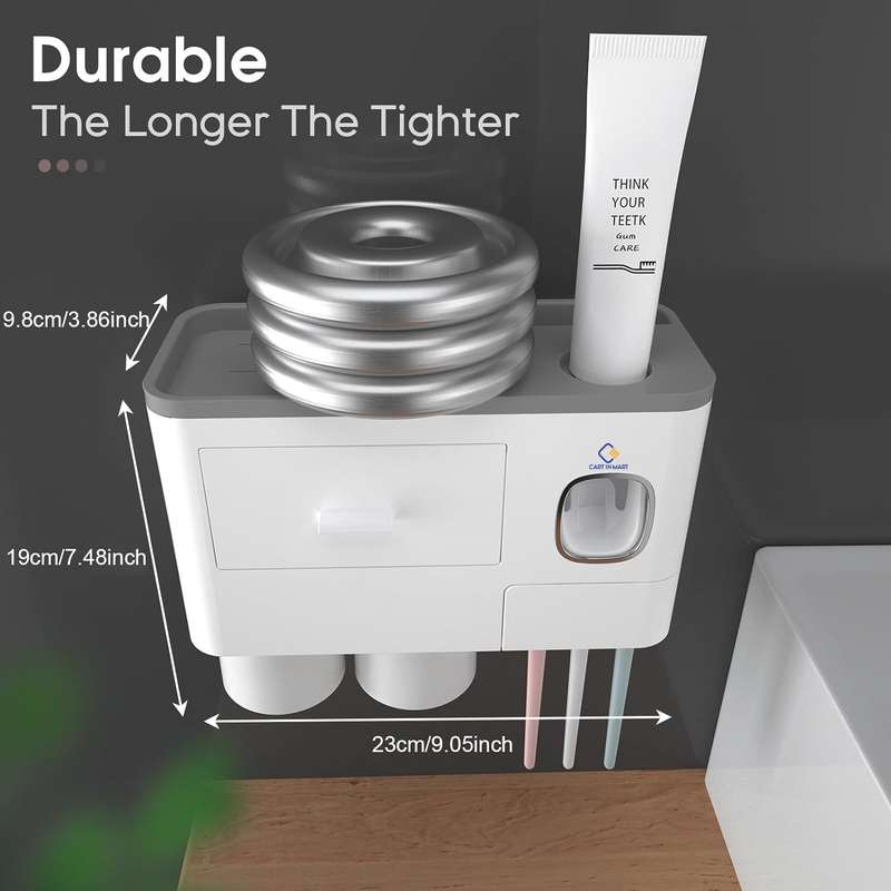 Toothbrush Holders With Automatic Toothpaste Dispenser 2 Cups,Tray & Drawer