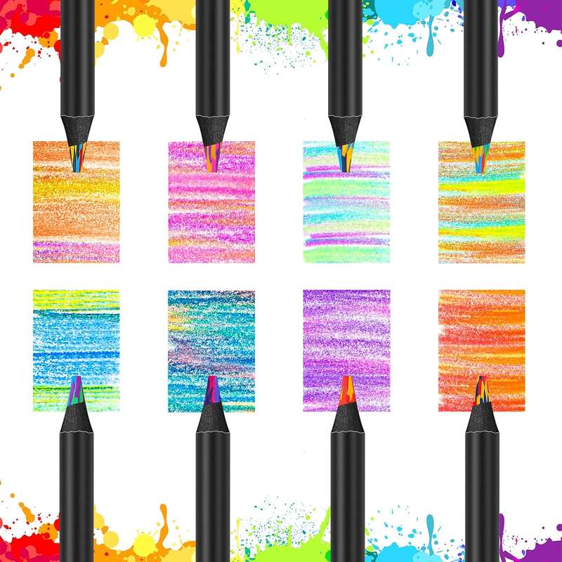 8 Piece Rainbow Colouring Pencils Jumbo Multi Colored Pencils & Sharpner