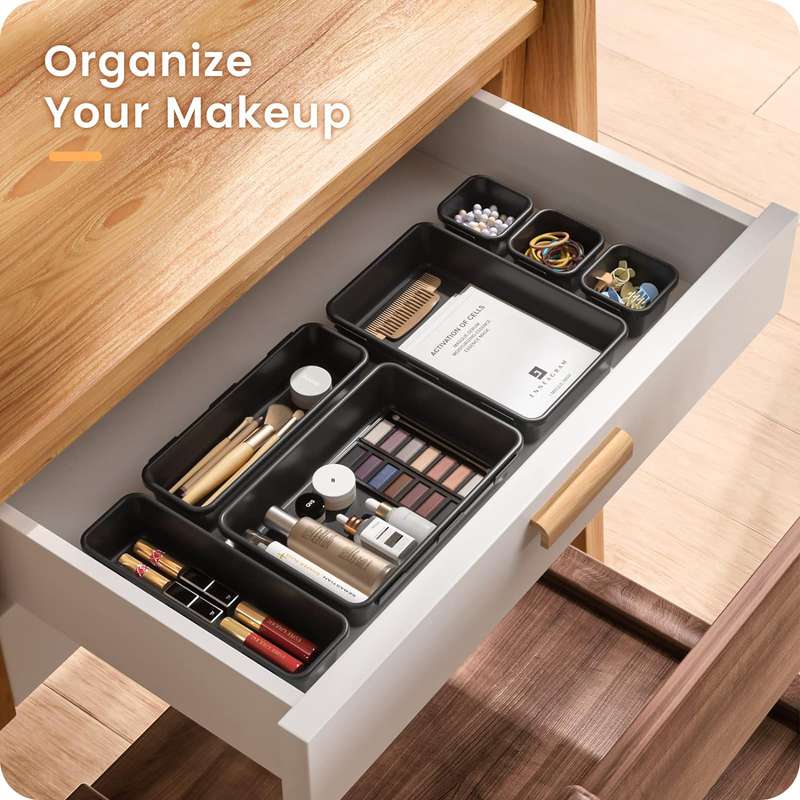 Plastic Drawer Organiser Storage Bins For Makeup Bathroom Utensils - 22 Piece