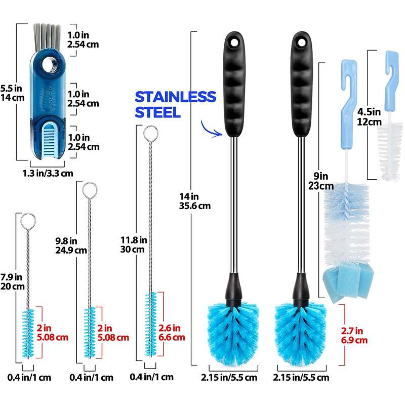 8 Pack Bottle Cleaner Brush Set For Decanter Baby Bottle Tumbler Cup Lid