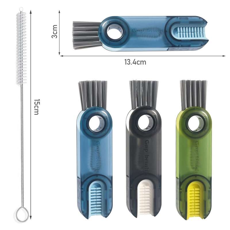 4 Piece 3 in 1 Bottle Tumbler Cup Lid Gap Cleaning Brush Set Multipurpose