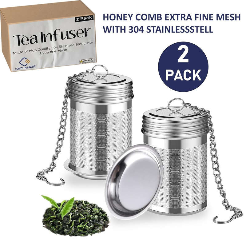 Stainless Steel Tea Strainers for Loose Tea Leaf, Mesh Tea Infuser - 2 Pack