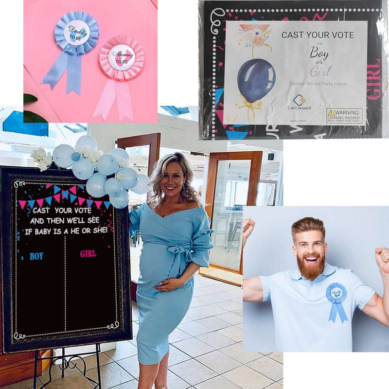 57 Piece Voting Gender Reveal Games & Baby Shower Party Decorations- Large