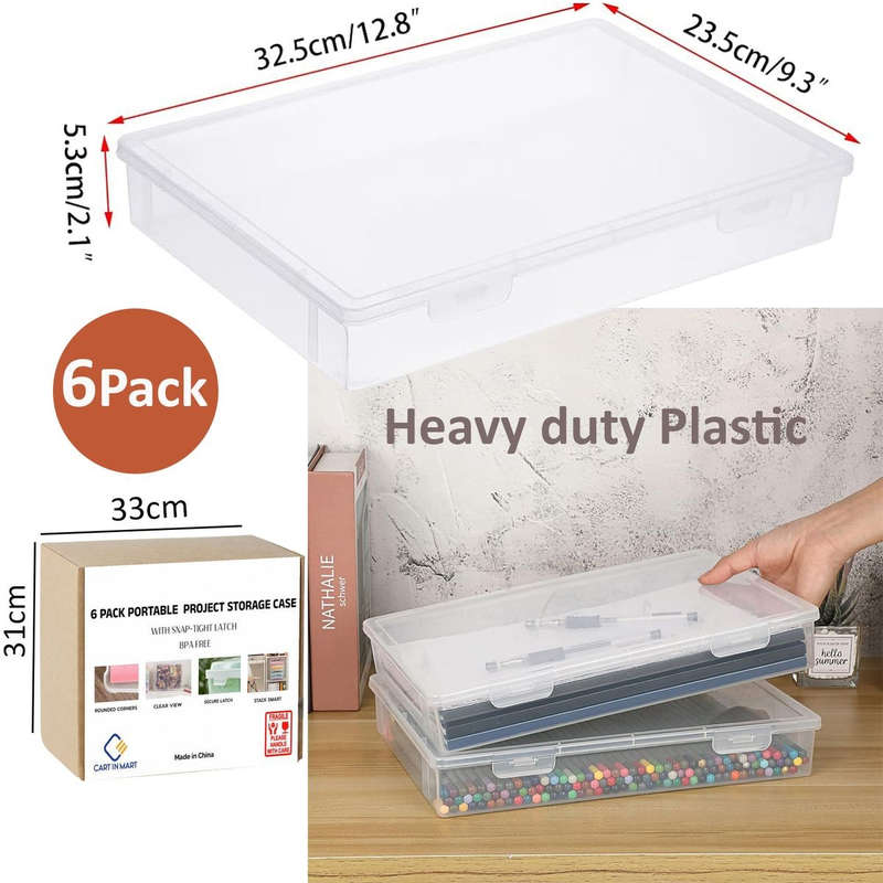 6 Pack Clear Multipurpose Large Craft Storage Board Game, File Organiser