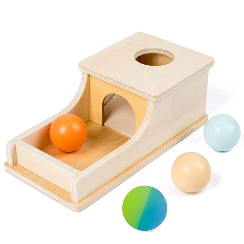 Toddler Wooden Object Permanence Box & 4 Balls- Educational Toy