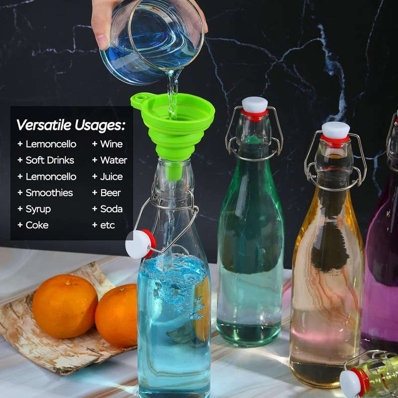8-Pack 1L Swing-Top Glass Bottles | Airtight Flip-Top Lids + 8 Extra Seals | Cartinmart