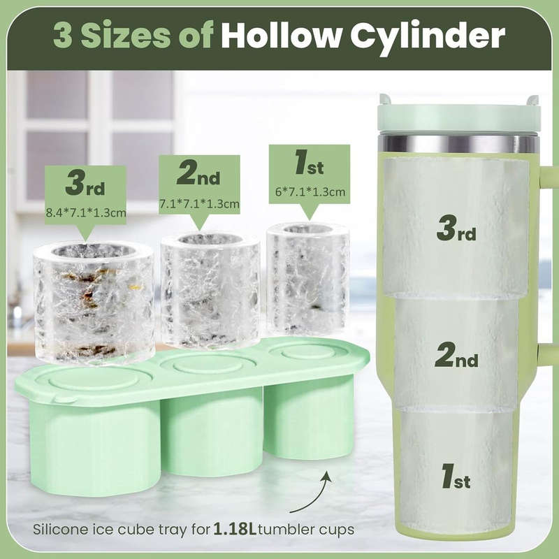 Silicone Ice Cube Tray For Tumbler Cup With Lid & Bin Mold Maker-Large