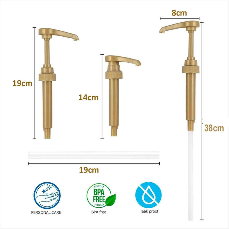 6-Pack Gold Squirt Coffee Syrup Pump Dispenser Kitchen Bar Bottles-750ml