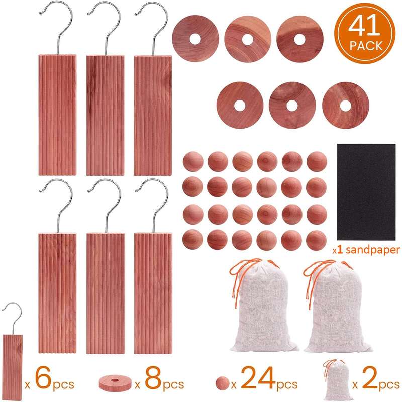 41 Pack Cedar Wood Blocks For Closet Clothes Drawers Balls Scented Sachet