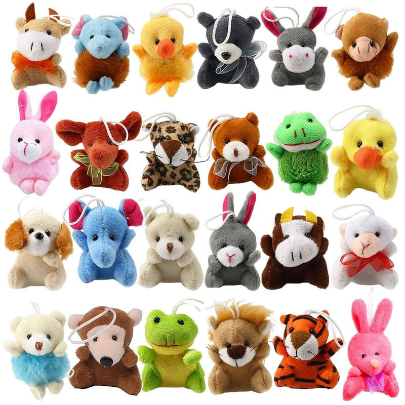 Kids' Mini Animal Plush Toy Bulk Party Favor Stuffed Plushies - 24 Pack