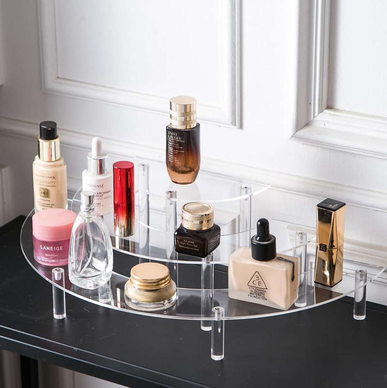 3 Tier Clear Acrylic Display Riser Stand Perfume Cupcake Organiser-Crescent - 2 Pack