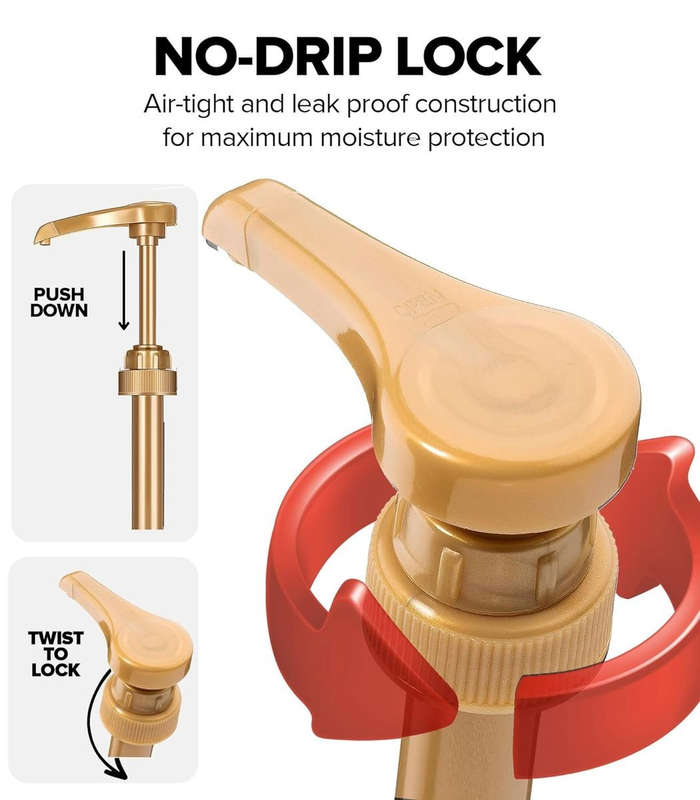 6-Pack Gold Squirt Coffee Syrup Pump Dispenser Kitchen Bar Bottles-750ml