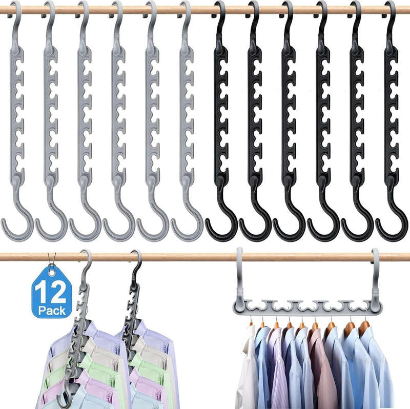 Magic Closet Hangers for Clothes Space Saving Organizers - Rotating - Pack of 12