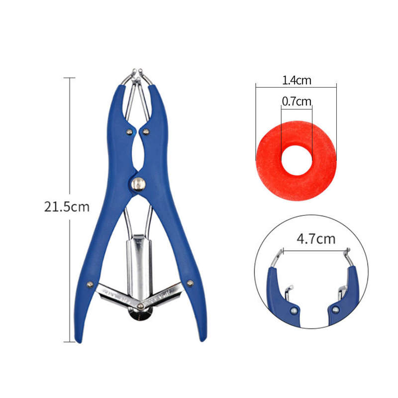 Castration Bander Pliers with 100 Pcs Castrator Rings Forceps Pliers Tail Docking for Cattle