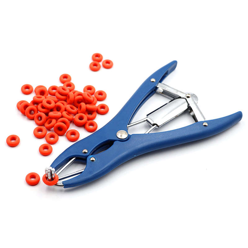 Castration Bander Pliers with 100 Pcs Castrator Rings Forceps Pliers Tail Docking for Cattle