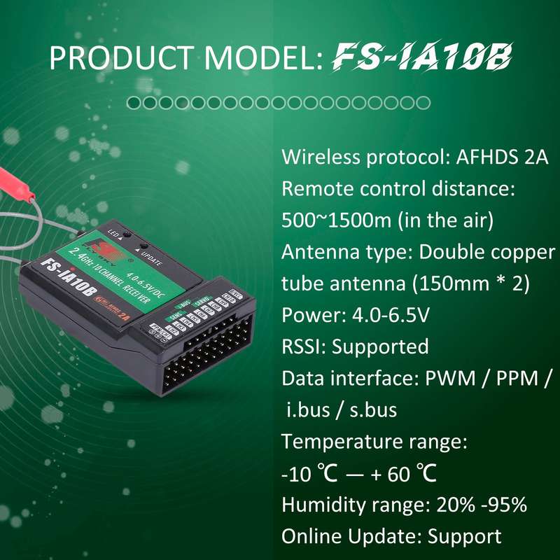 Flysky FS-iA10B Receiver 2.4G 10CH for Flysky FS-i6 FS-i6S FS-i6X FS-i10 Transmitter