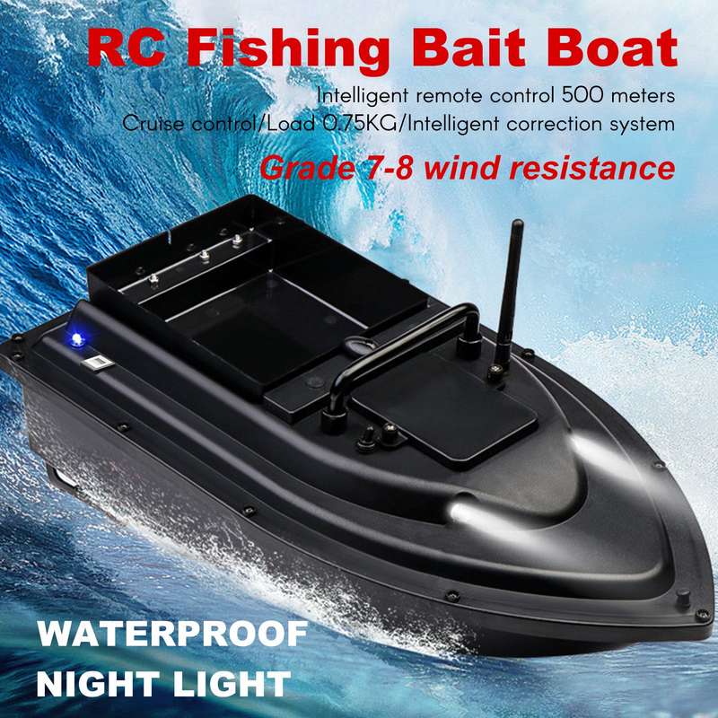 RC Fishing Bait Boat RC Boat Fish Finder 0.75kg Loading 500M Remote Control Double Motor Nigh