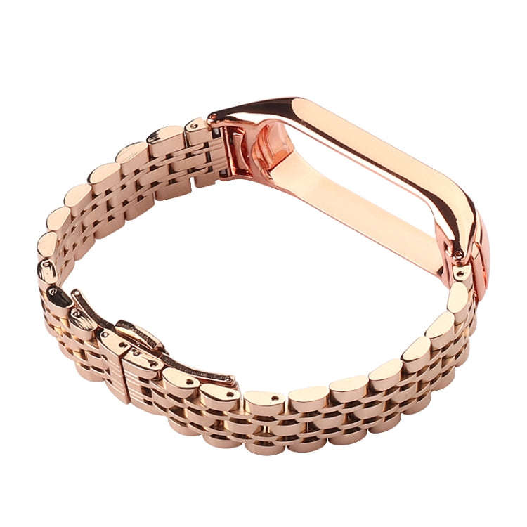 For Xiaomi Mi Band 6 / 5 Seven-beads Stainless Steel Watch Band(Rose Gold)