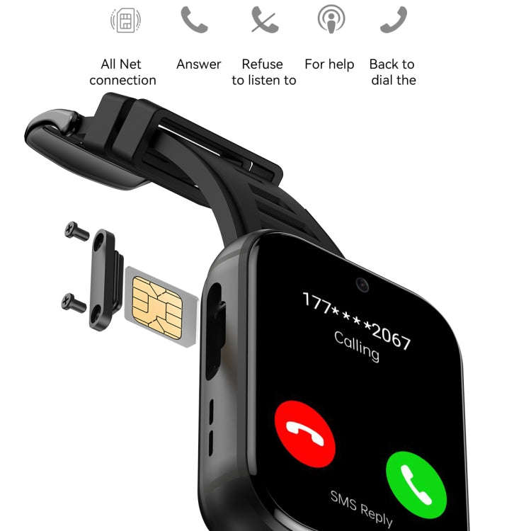 Q668 1.99 inch Screen 4G Smart Watch Android 9.0, Specification:2GB+16GB(Black)