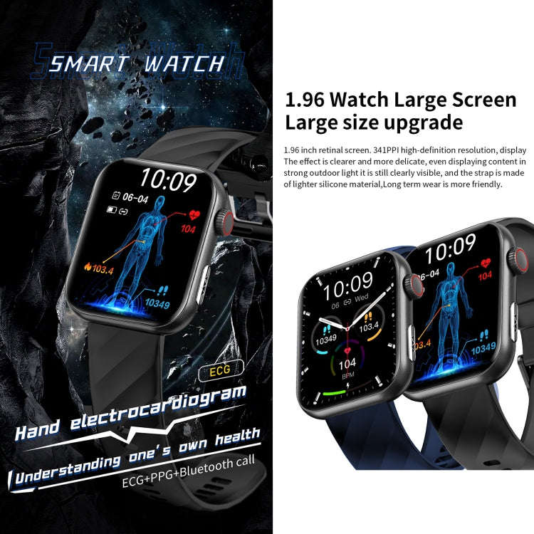 NX13 Smart Watch, 1.96 inch, BT Call / Heart Rate / Blood Pressure / Blood Oxygen(Black)
