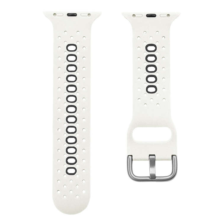 Silicone Porous Watch Bands For Apple Watch Series 4&5&6, Specification: 40mm (White+Black)