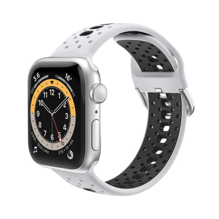 Silicone Porous Watch Bands For Apple Watch Series 4&5&6, Specification: 40mm (White+Black)