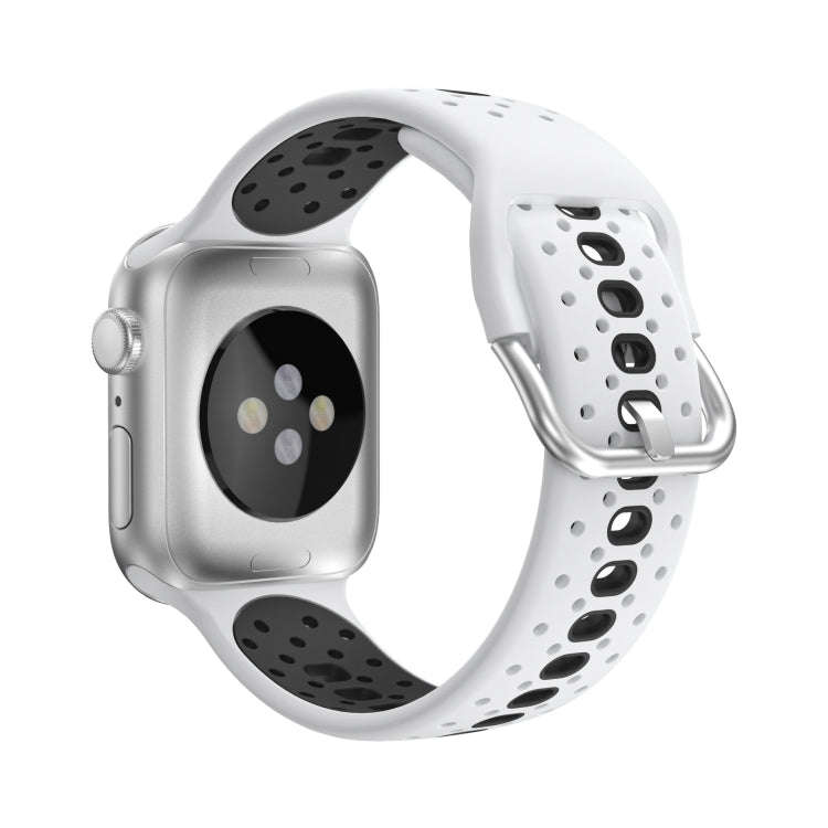Silicone Porous Watch Bands For Apple Watch Series 4&5&6, Specification: 40mm (White+Black)