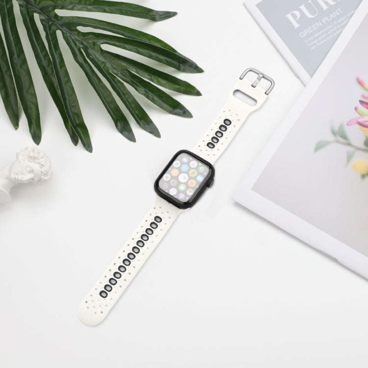 Silicone Porous Watch Bands For Apple Watch Series 4&5&6, Specification: 40mm (White+Black)