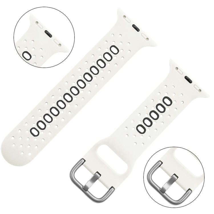 Silicone Porous Watch Bands For Apple Watch Series 4&5&6, Specification: 40mm (White+Black)