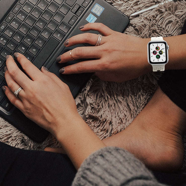 Silicone Porous Watch Bands For Apple Watch Series 4&5&6, Specification: 40mm (White+Black)