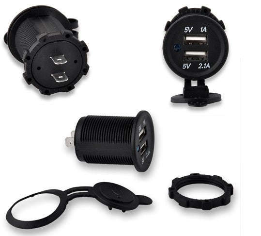 Dual USB power socket - ROUND