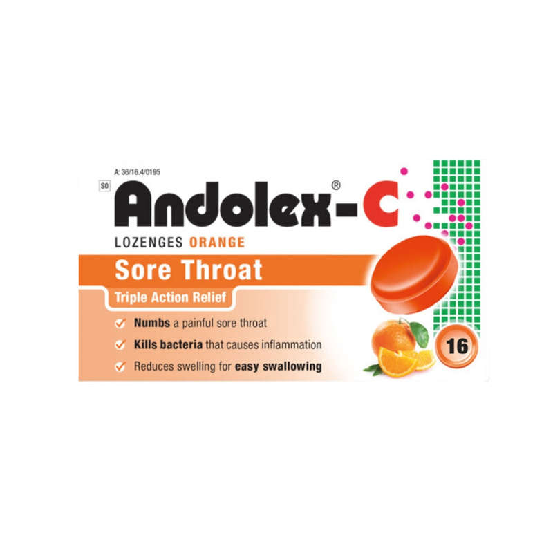 Andolex-C Sore Throat Lozenges -16s - Orange