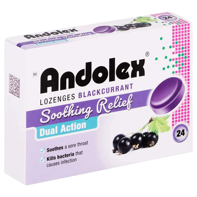 Andolex - Soothing Relief Dual Action Lozenges 24's x 2 - BlackCurrant