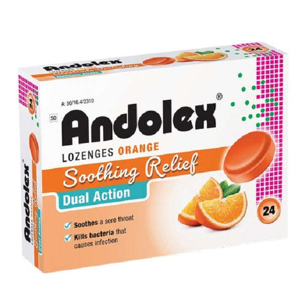 Andolex - Soothing Relief Dual Action Lozenges 24's x 2 - Orange