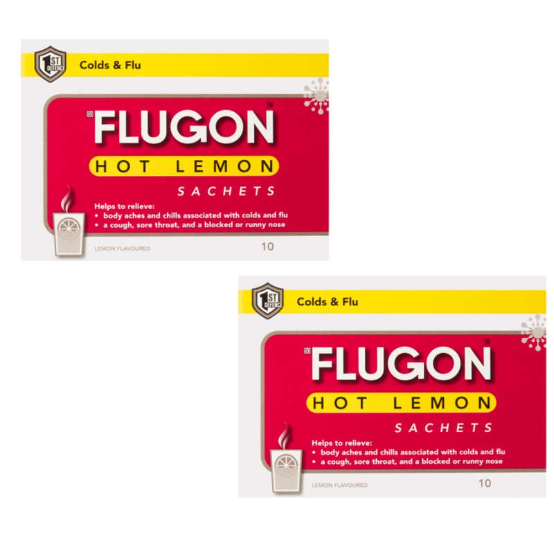 Flugon Hot lemon sachets 10's Pack of 2