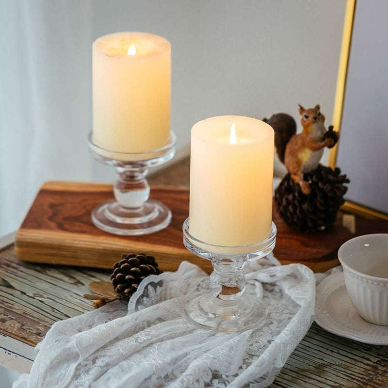 2 Pack Clear Decorative Glass Taper Candlestick Holders