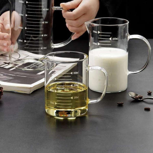 Borosilicate Measuring Jar - 350ml Borosilicate Glass Measuring Jar with Easy Read Scales