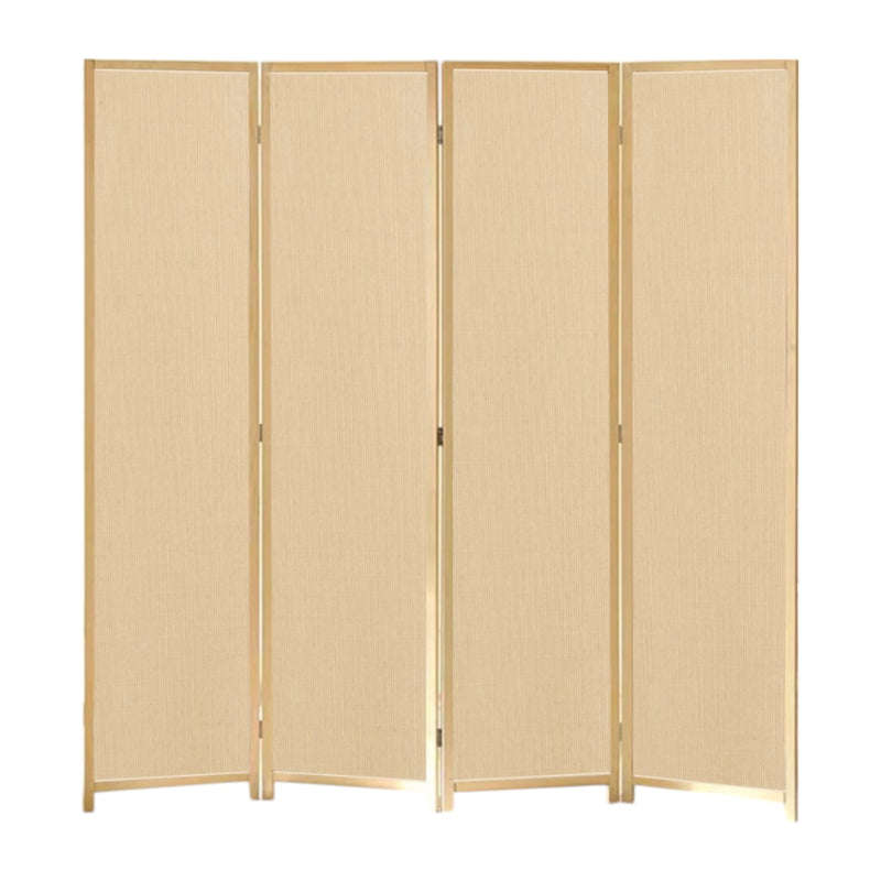 Partition Room Divider - 4-Panel Canvas Folding Privacy Screen Room Divider with Solid Wooden Frame