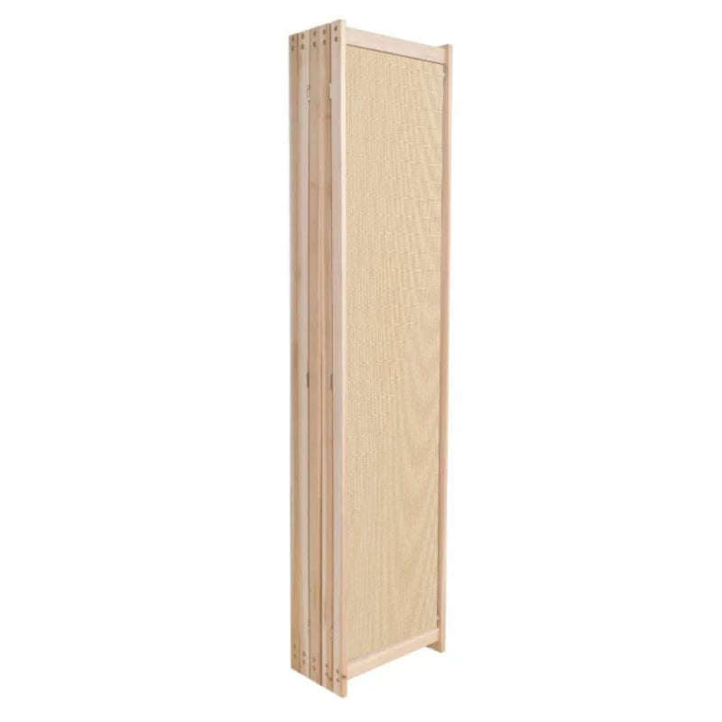 Partition Room Divider - 4-Panel Canvas Folding Privacy Screen Room Divider with Solid Wooden Frame
