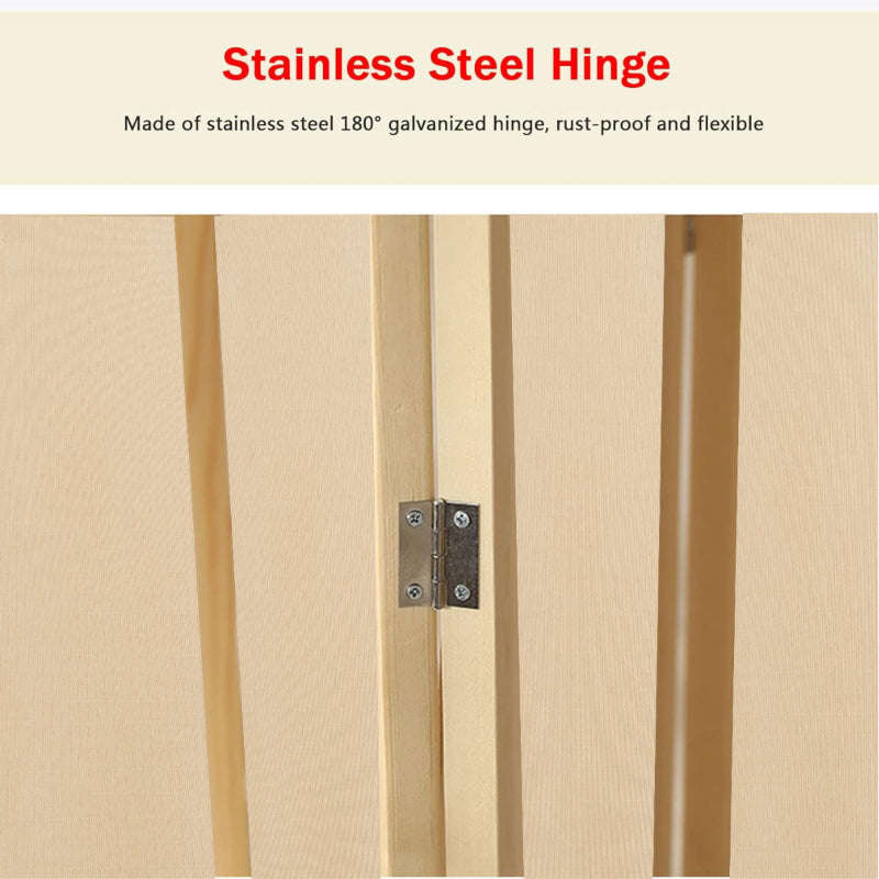 Partition Room Divider - 4-Panel Canvas Folding Privacy Screen Room Divider with Solid Wooden Frame