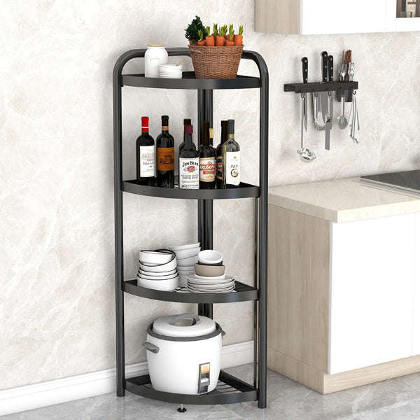 4 Tier Storage Rack Organizer - Stylish Metal 4 Tier Multipurpose Kitchen Shelf Corner Storage Ra...