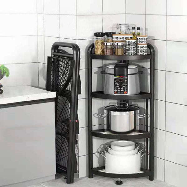 4 Tier Storage Rack Organizer - Stylish Metal 4 Tier Multipurpose Kitchen Shelf Corner Storage Ra...