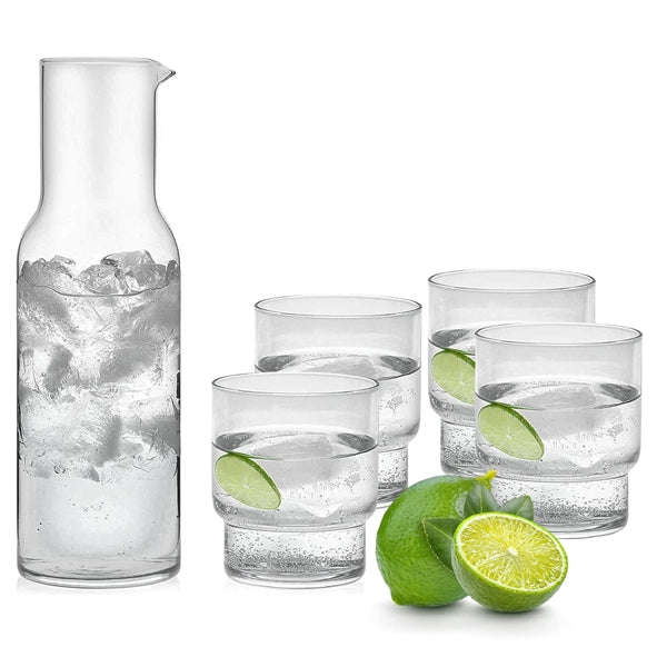 5 Piece Stylish Borosilicate Carafe and Glass Set